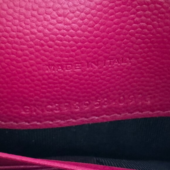 YSL Saint Laurent Bright Pink Chevron Quilted Caviar Leather Wallet on Chain WOC - Picture 13 of 17